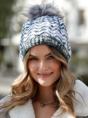 White herringbone winter hat C13 - Online store - Boutique